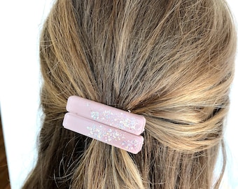 Muave Pink Hair Clips for Girls | Glitter Hair Clip | Gifts for Girls | Acrylic Clip | Resin Hair Clip | Shimmer Hair Clip | Set of 2