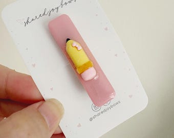 Back to School Pencil Snap Clip | Pencil Hair Clip for Girls | School Hair Accessory | Teacher Gift | First Day of School Clip