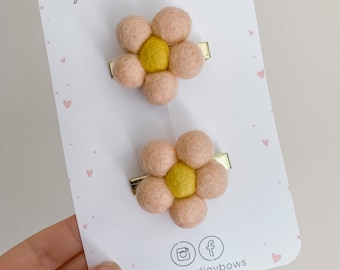 Fall Floral Hair Clips | Felt Hair Clip | Autumn Snap Clip | Toddler Hair Clip | Hair Clip | Girl Hair Clip | Set of 2 Pigtail Clips