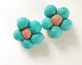 Summer Floral Hair Clips | Felt Hair Clip | Spring Snap Clip | Toddler Hair Clip | Hair Clip | Girl Hair Clip | Set of 2 Pigtail Clips