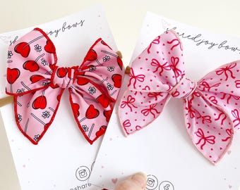 Klassieke haarelastiekjes | Grote strikken | Haarelastiekjes voor Valentijn | Roze haarstrik | Handgebonden strik | Haarspeldjes voor kinderen | Grote klassieke gedraaide strik