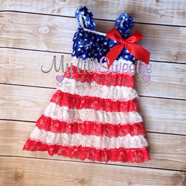 Patriotic dress, 4th of July dress, Lace dress, toddler dress, 2t dress, 3t dress, red white blue
