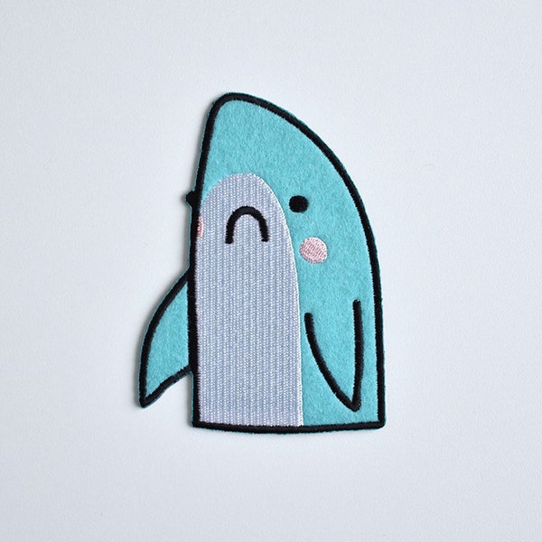 Iron on patch // Great Bummed Shark // Funny embroidered patch for jacket