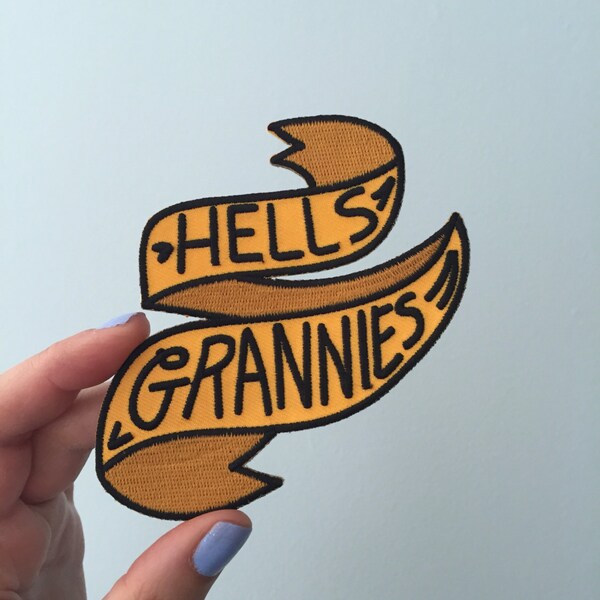 Hells Grannies - funny embroidered iron on patch - Monty Python