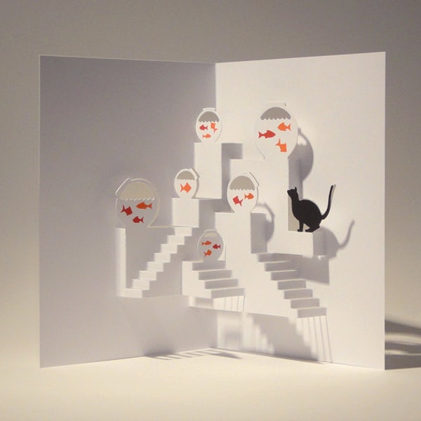 Pop Up Card - Kitty Fishing