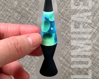 Lava Lamp Sticker, Blue, Clear, Waterproof, Realistic, 90s, thick, Matte Finish