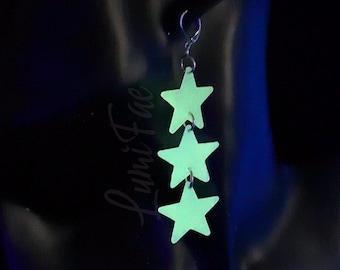 Glow-in-the-Dark Star Earrings, Pastel, Ultra Lightweight, UV Reactive, Handmade - LumiFae