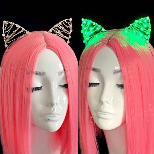 Black Silk Cat Ears Cat Ears Cat Headband Ariana Grande Etsy
