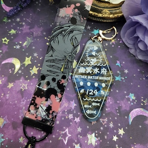 MXTX | TGCF | Black Water Nether Water Manor Hotel Keychain & PVC Wrist Strap Set