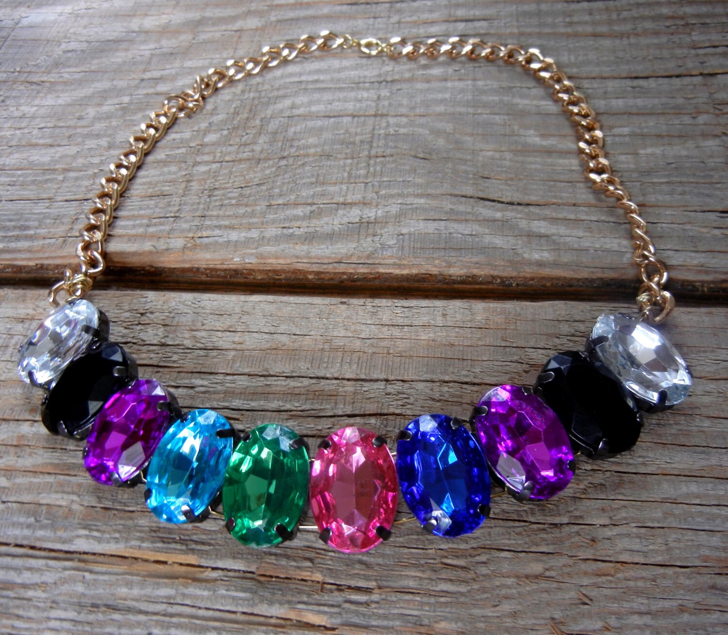 18x25mm Bib Multicolored jewel Necklace statement necklace Etsy