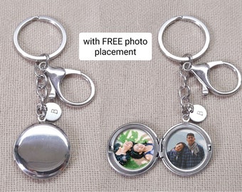 Personalized Round Photo Locket Keychain