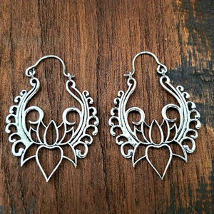 Silver Lotus Earrings