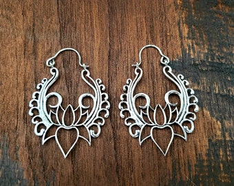 Silver Lotus Earrings