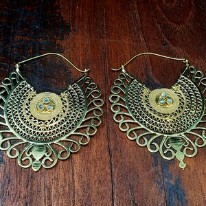 Gold Empress Labradorite Statement Hoop Earrings image 2