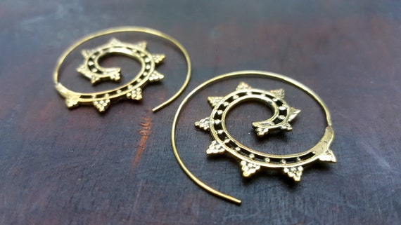 Spiral Star Gold Gypsy Earrings - image 2