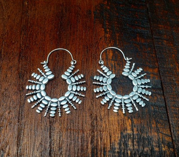Silver Sputnik Earrings Bohemian Boho Jewelry - image 2