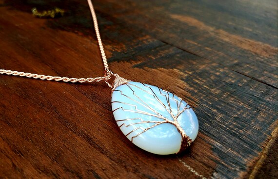 Rose Gold Opalite Tree of Life necklace - image 3