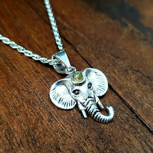 Simple Labradorite Silver Lucky Elephant Necklace