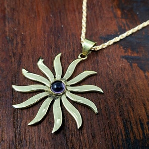 Silver Amethyst Solstice Sun Necklace Pendant