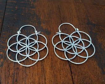 Silver Seed of Life Sacred Geometry Earrings