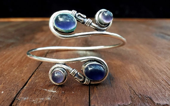 Silver Scroll Amethyst Adjustable Bracelet - image 1