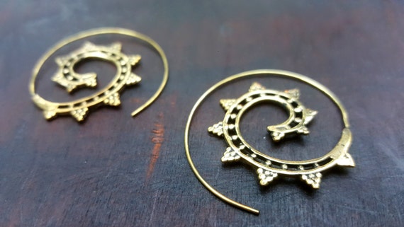 Spiral Star Gold Gypsy Earrings - image 3