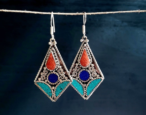 Tibetan earrings online clearance