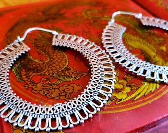 Large Statement Silver Hoop Earrings