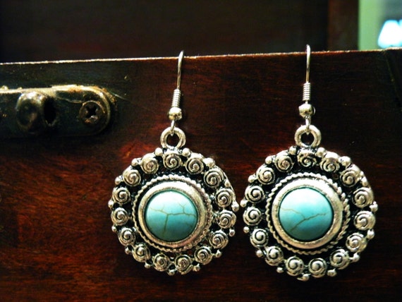 Tibetan style turquoise earrings ethnic jewelry | Etsy