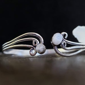 Silver Wave Moonstone Arm Cuff Brass Swirl  Festival Boho Jewelry
