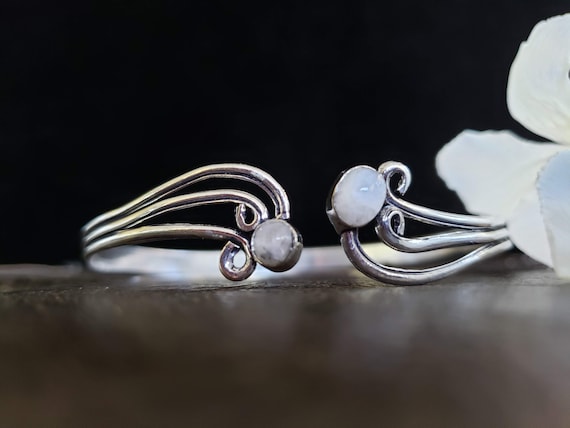 Silver Wave Moonstone Arm Cuff Brass Swirl  Festival Boho Jewelry
