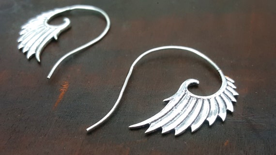 Silver Wings Tribal Earrings - image 1