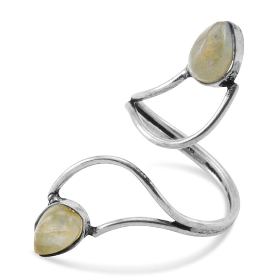 Silver Labradorite Vortex Ring Adjustable Tribal … - image 4