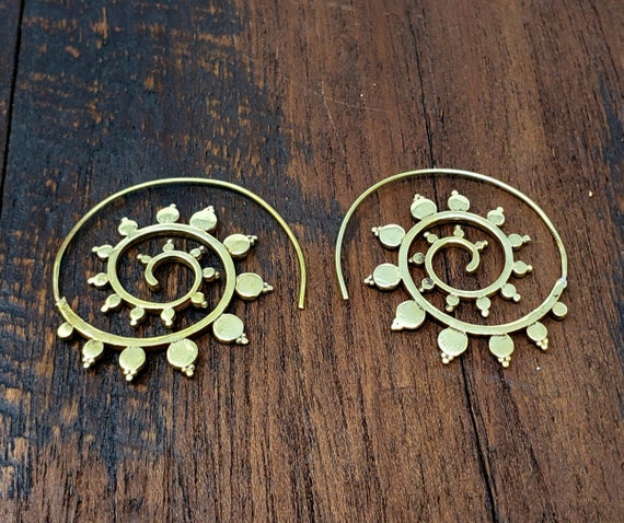Spiral Vine Gold Loop Earrings