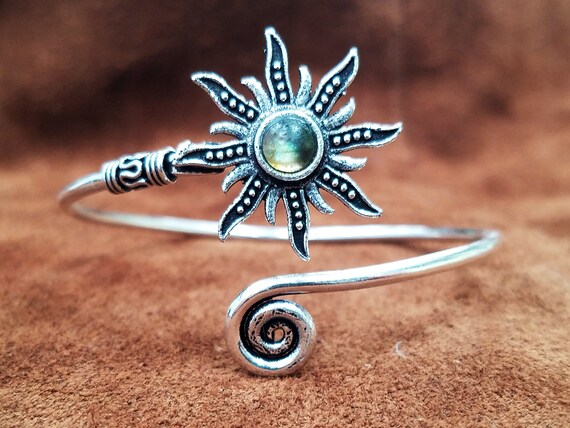 Labradorite Sun Adjustable Silver Bangle Bracelet… - image 2