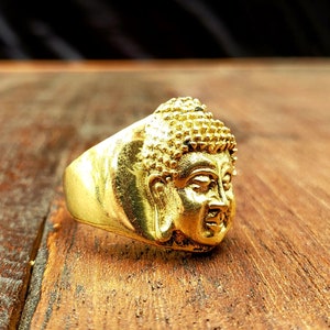 Gold Brass Buddha Ring