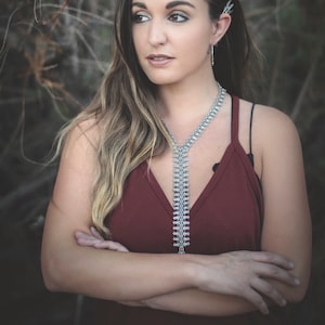 Silver Long Boho Chain Statement Necklace