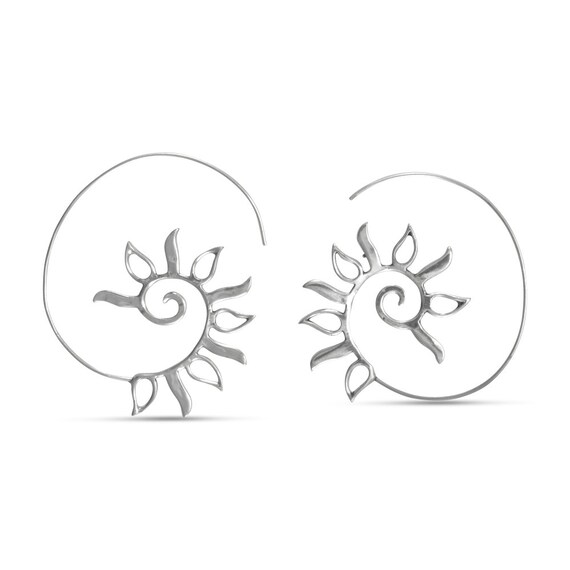 Silver Spiraling Sun Threader Earrings - image 3