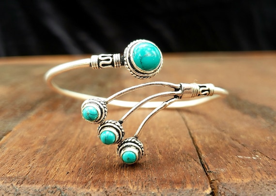 Silver Turquoise Adjustable Silver Bracelet