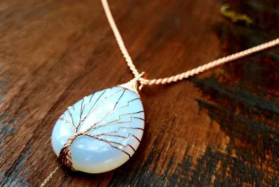 Rose Gold Opalite Tree of Life necklace - image 1