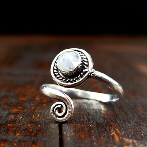Adjustable Silver Moonstone Ring