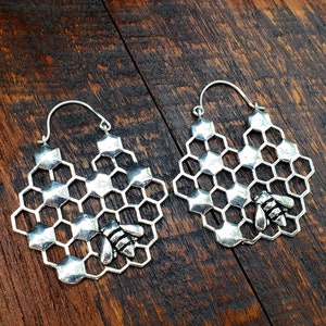Silver Beehive Sacred Geometry Earrings