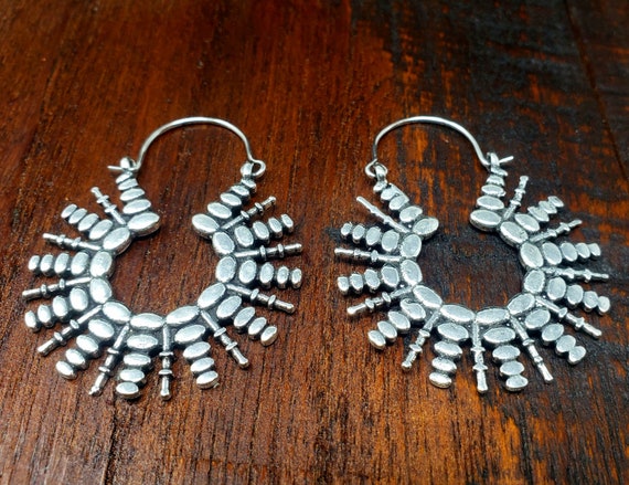 Silver Sputnik Earrings Bohemian Boho Jewelry - image 1