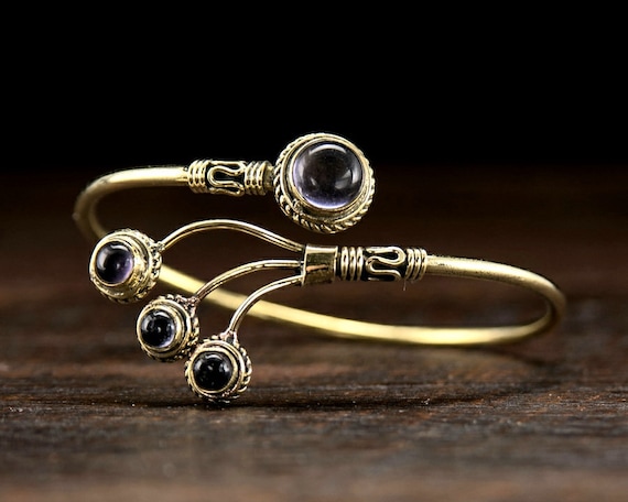 Gold Amethyst Adjustable Comet Bracelet - image 1