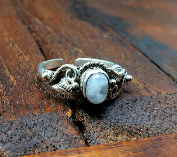 Adjustable Silver Moonstone Vine Ring - image 4