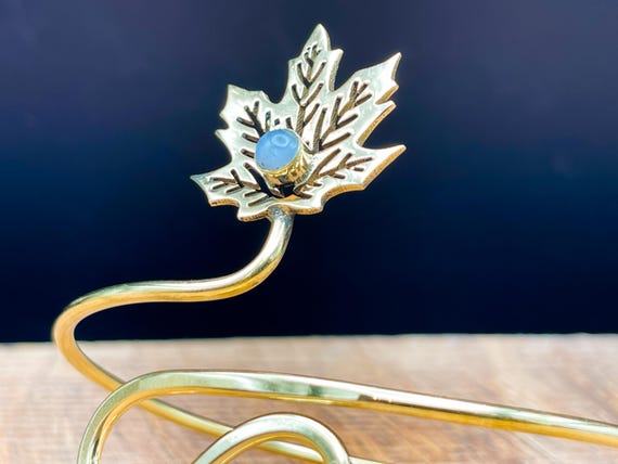 Gold Moonstone Leaf Arm Cuff - image 4