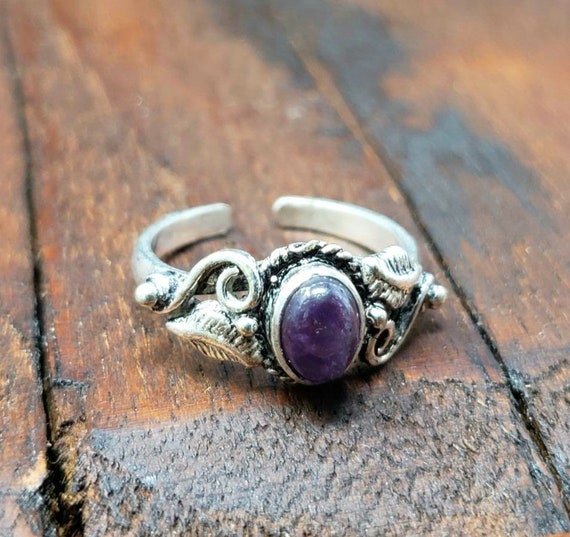 Adjustable Silver Amethyst Vine Ring - image 4
