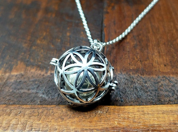Large Silver Flower of Life Seed of Life Harmony … - image 1
