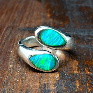 Sterling Silver Opal Adjustable Ring Mexican Taxco Silver Jewelry image 1