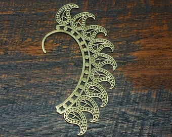 Gold Paisley Waves Ear Cuff Brass Jewelry